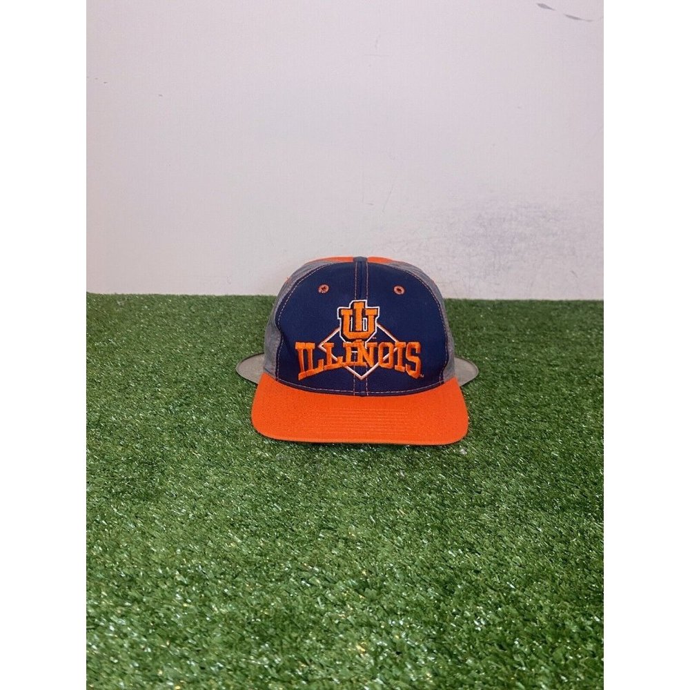 Vintage Illinois Fighting Illini hat cap snap back orange blue mens The Game